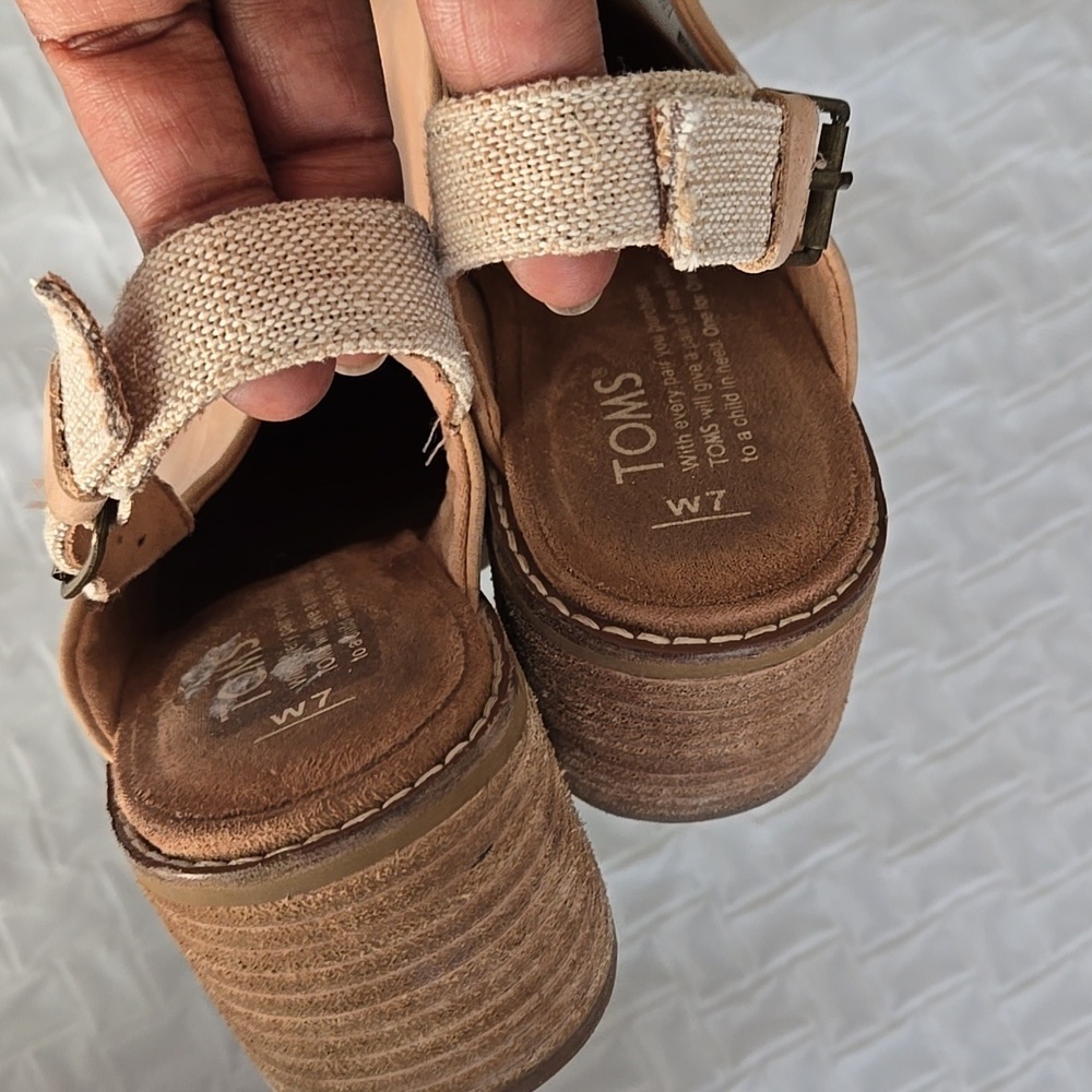Toms Tan Leather Women's Slingback Mules Size 7 - Picture 4 of 9